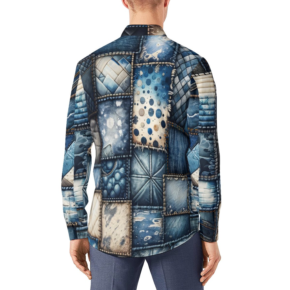 Denim Design Long Sleeves Men's Shirt