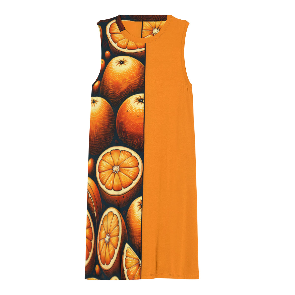 Orange Check Women's Casual Dress | Polyester