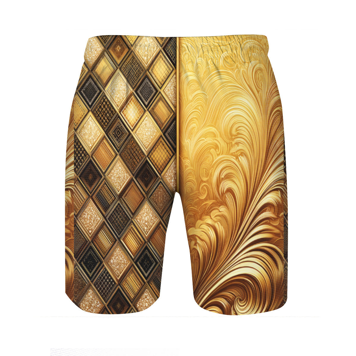 Elegant Gold Men's Beach Shorts (Not Mesh Lined) | Polyester