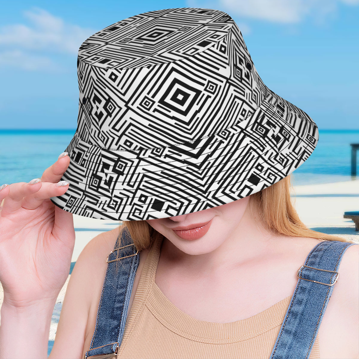 Black And White Double-Sided Unisex Polyester Bucket Hat