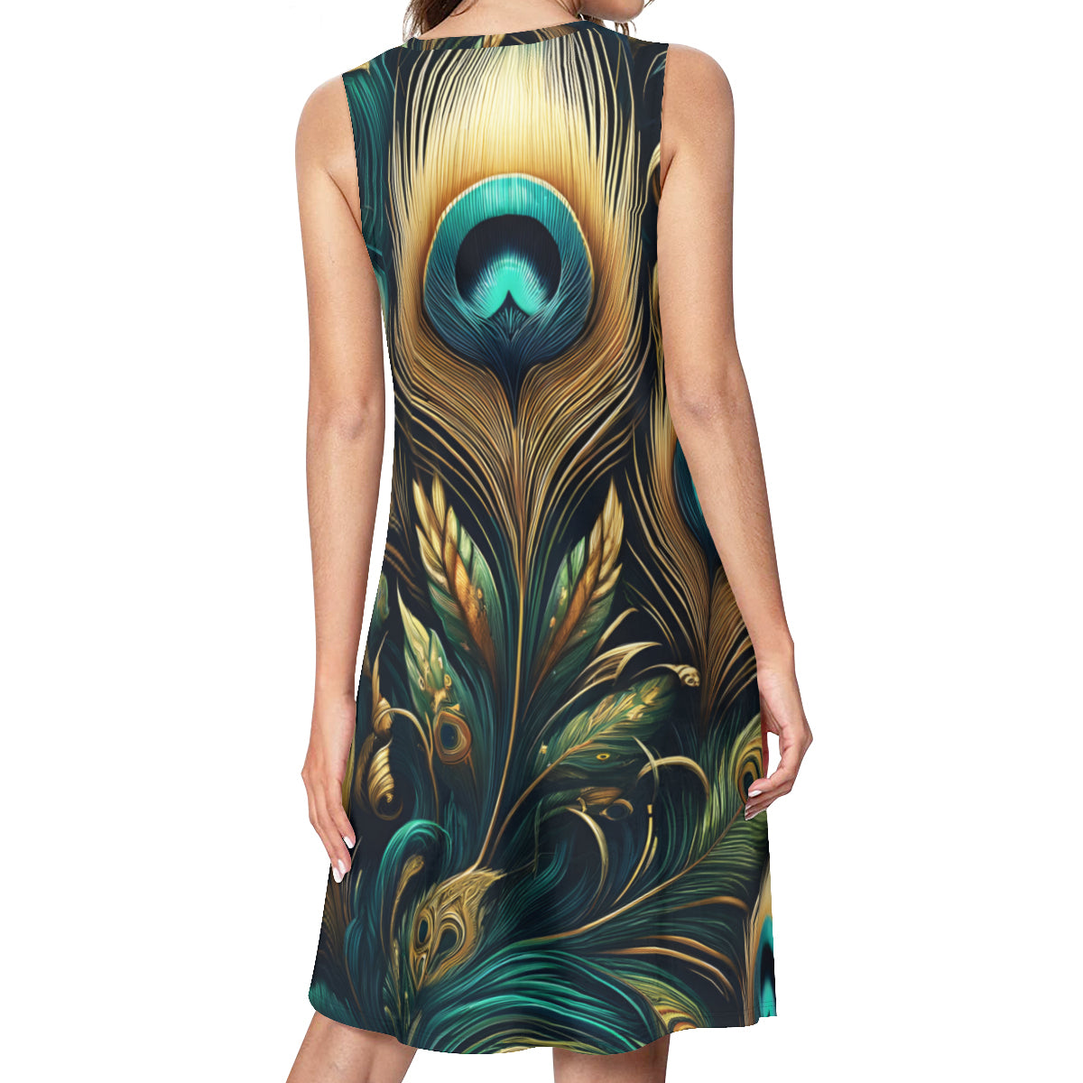 Peacock Feathers Women's Casual Dress | Polyester