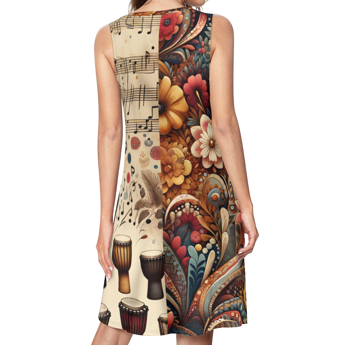 Music Floral Women's Casual Dress | Polyester