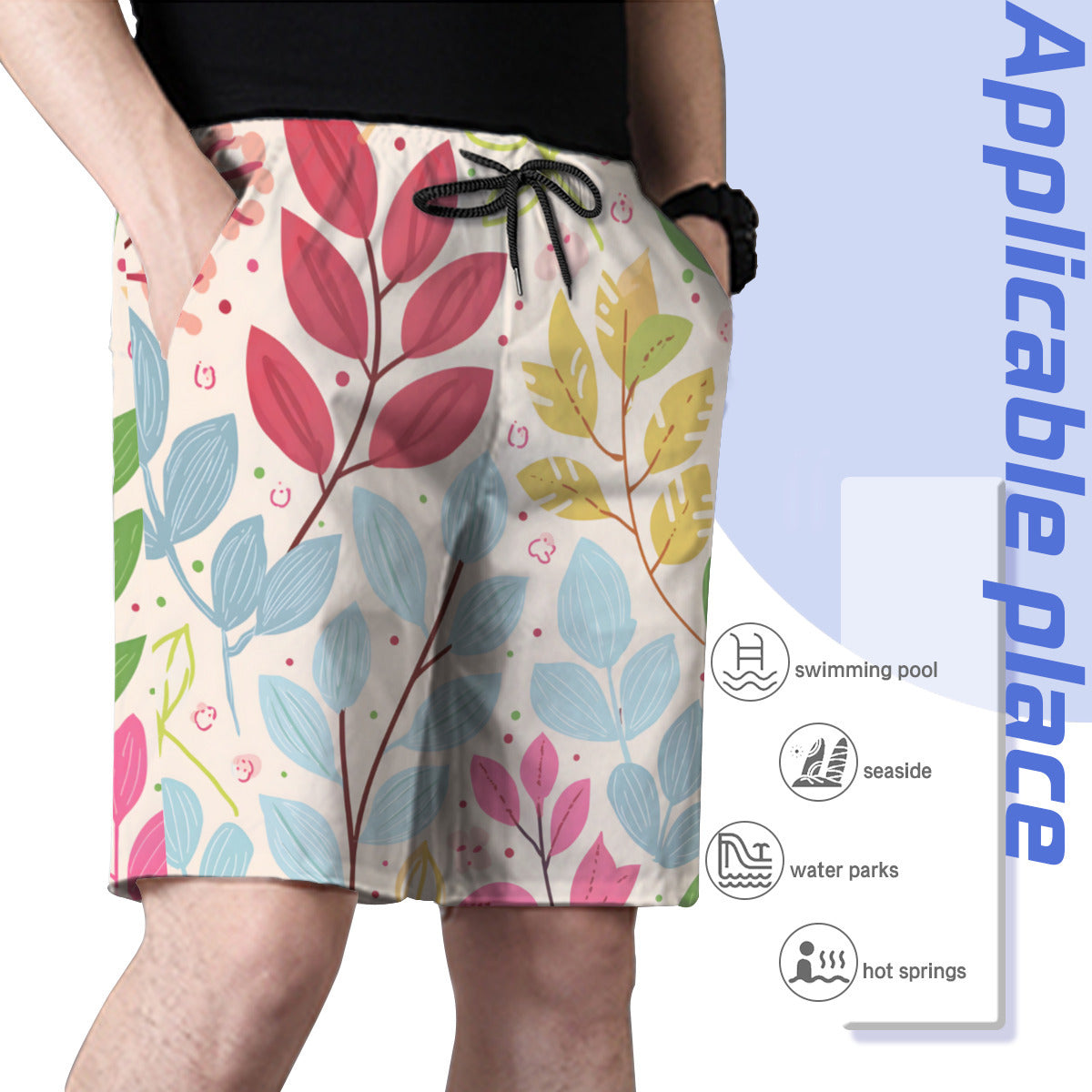 Plant Leaves Men's Beach Shorts (Not Mesh Lined) | Polyester