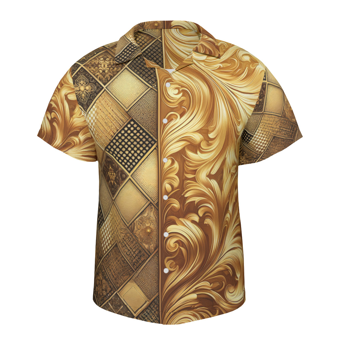 Golden Pattern Short Sleeves Men's Shirt