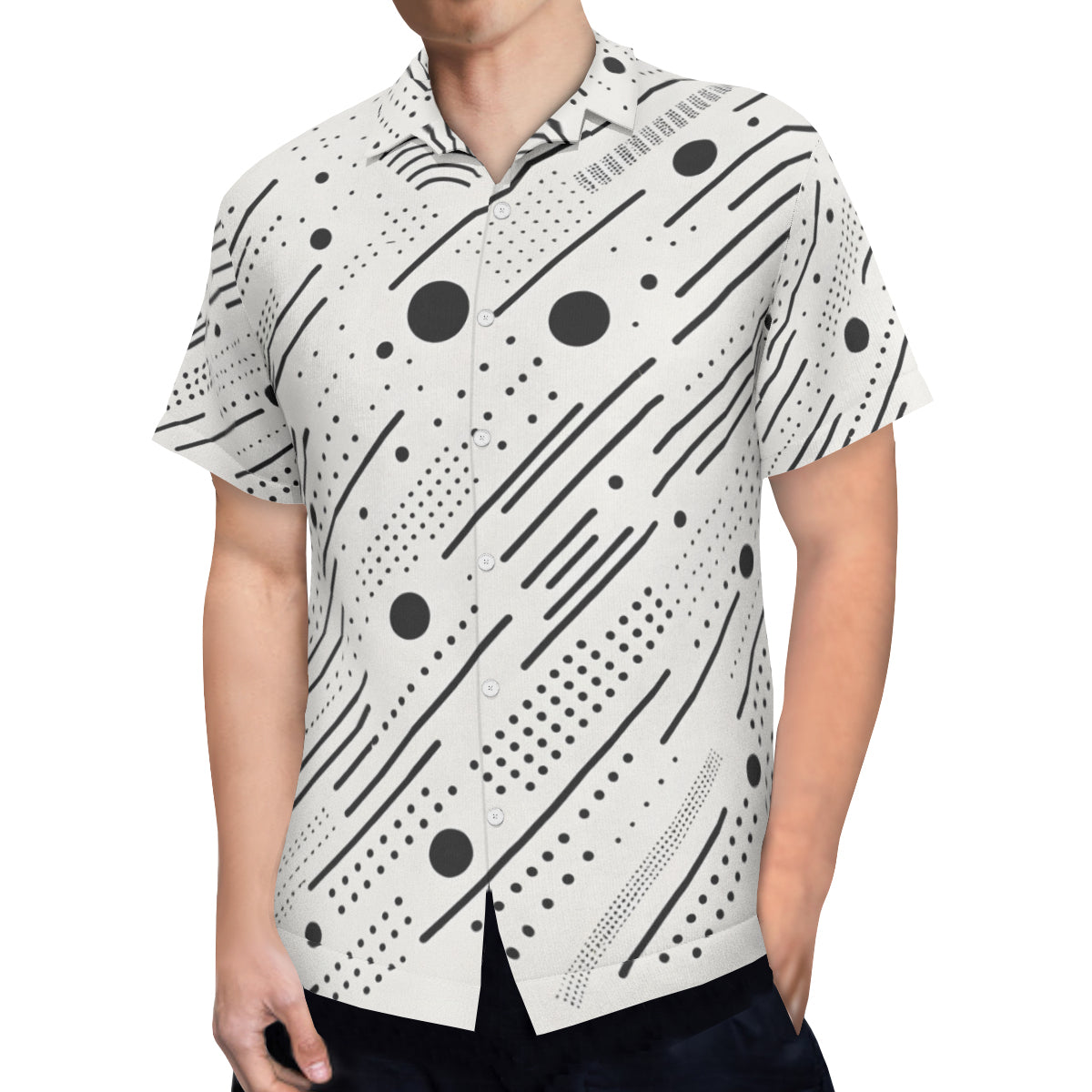 Minimalistic Black And White Short Sleeves Men's Shirt