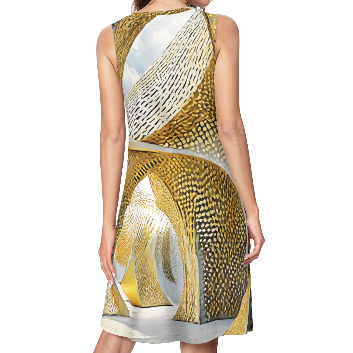 Golden Archtectural Design Women's Casual Dress | Polyester
