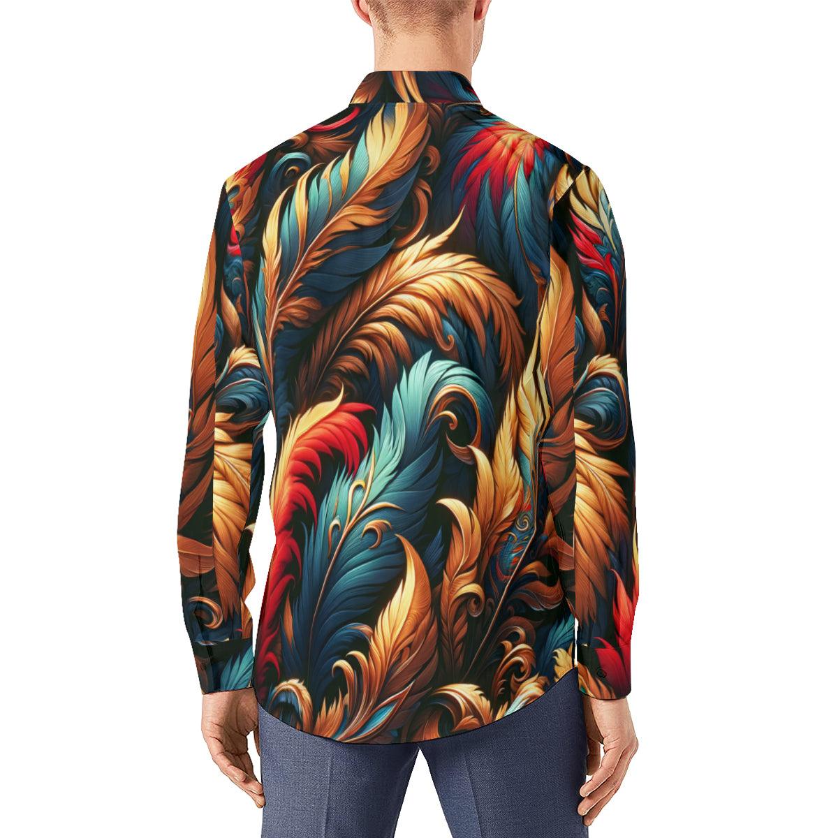 Elegant Feathers  Men's Classic Long-Sleeved Shirt | Polyester