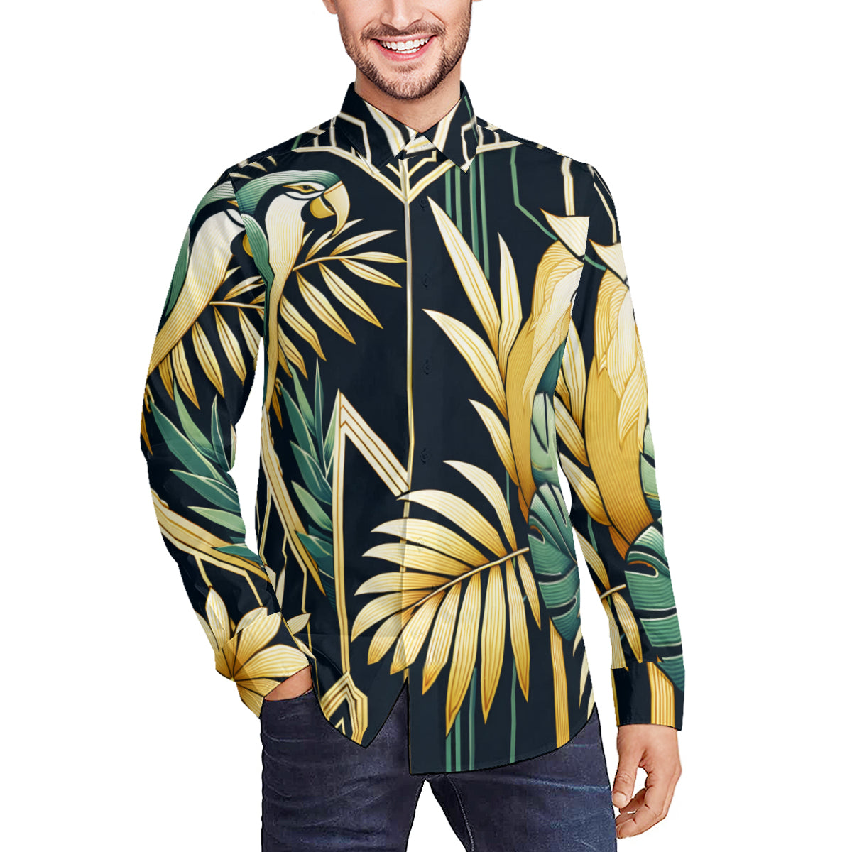 Tropical Men's Classic Long-Sleeved Shirt | Polyester
