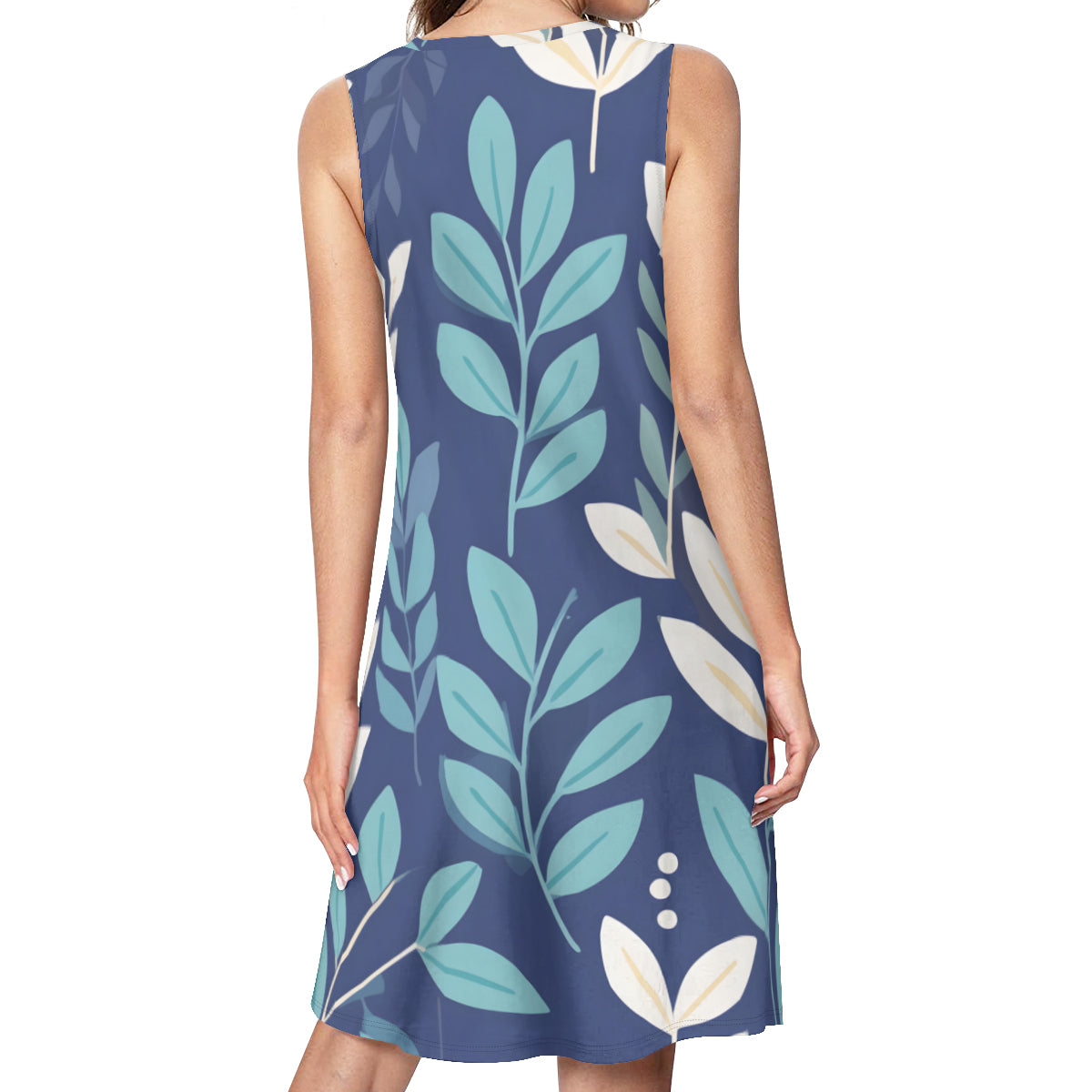 Blue Floral Women's Casual Dress | Polyester