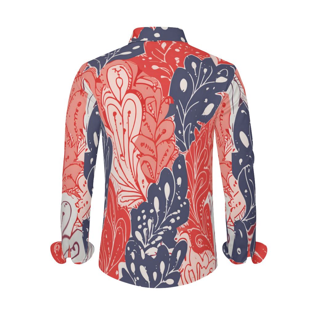 Abstract Floral Classic Long Sleeves Men's Shirt