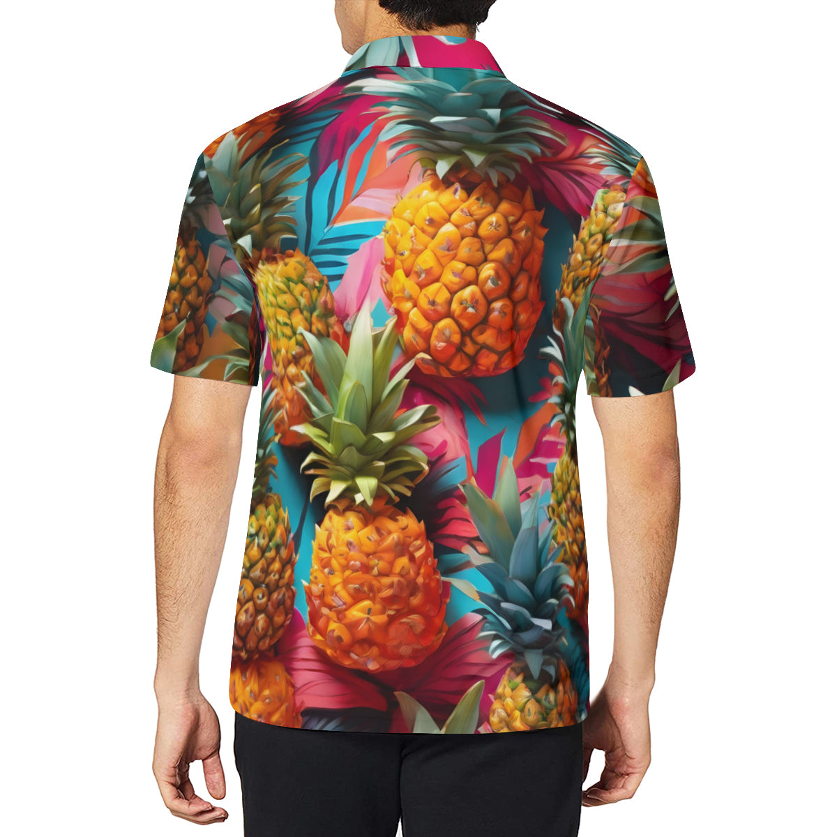 Pineapple Men's Premium European Size POLO Shirt | 95% Polyester+5% Spandex