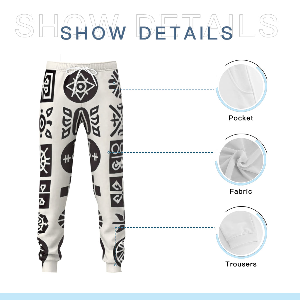 African Motifs Men's Adult Hoodie Set (Double-Layer Hood) | Health Fabric