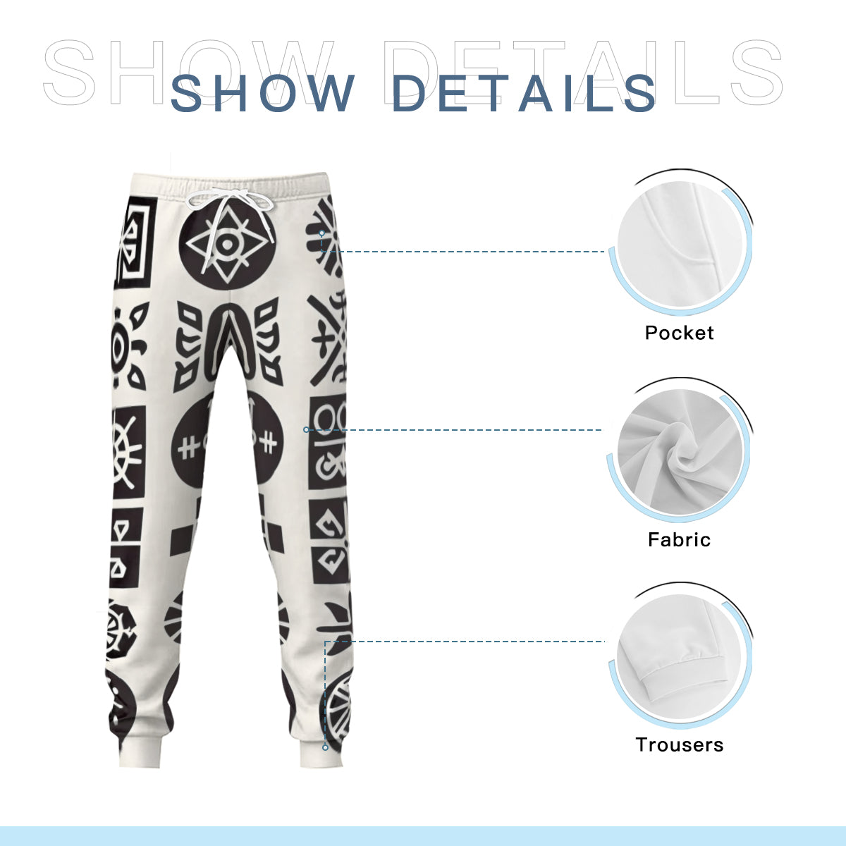African Motifs Men's Adult Hoodie Set (Double-Layer Hood) | Health Fabric