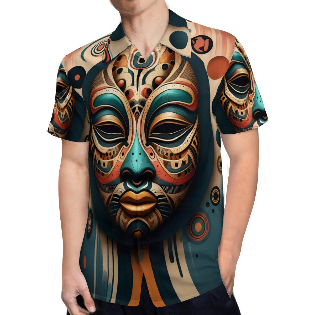 African Mask Short Sleeves Men's Shirt