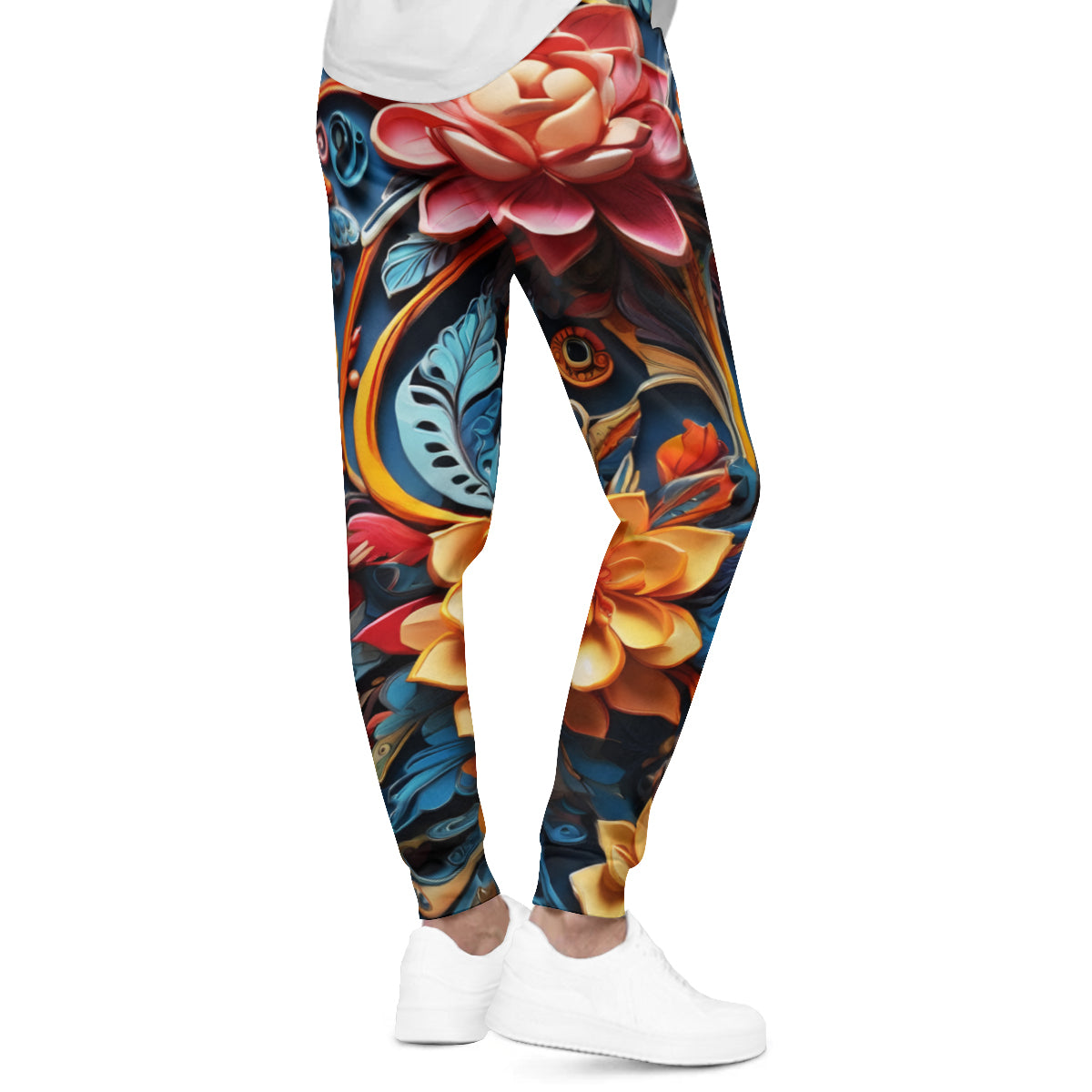 Floral Men's Adult Hoodie Set (Double-Layer Hood) | Health Fabric
