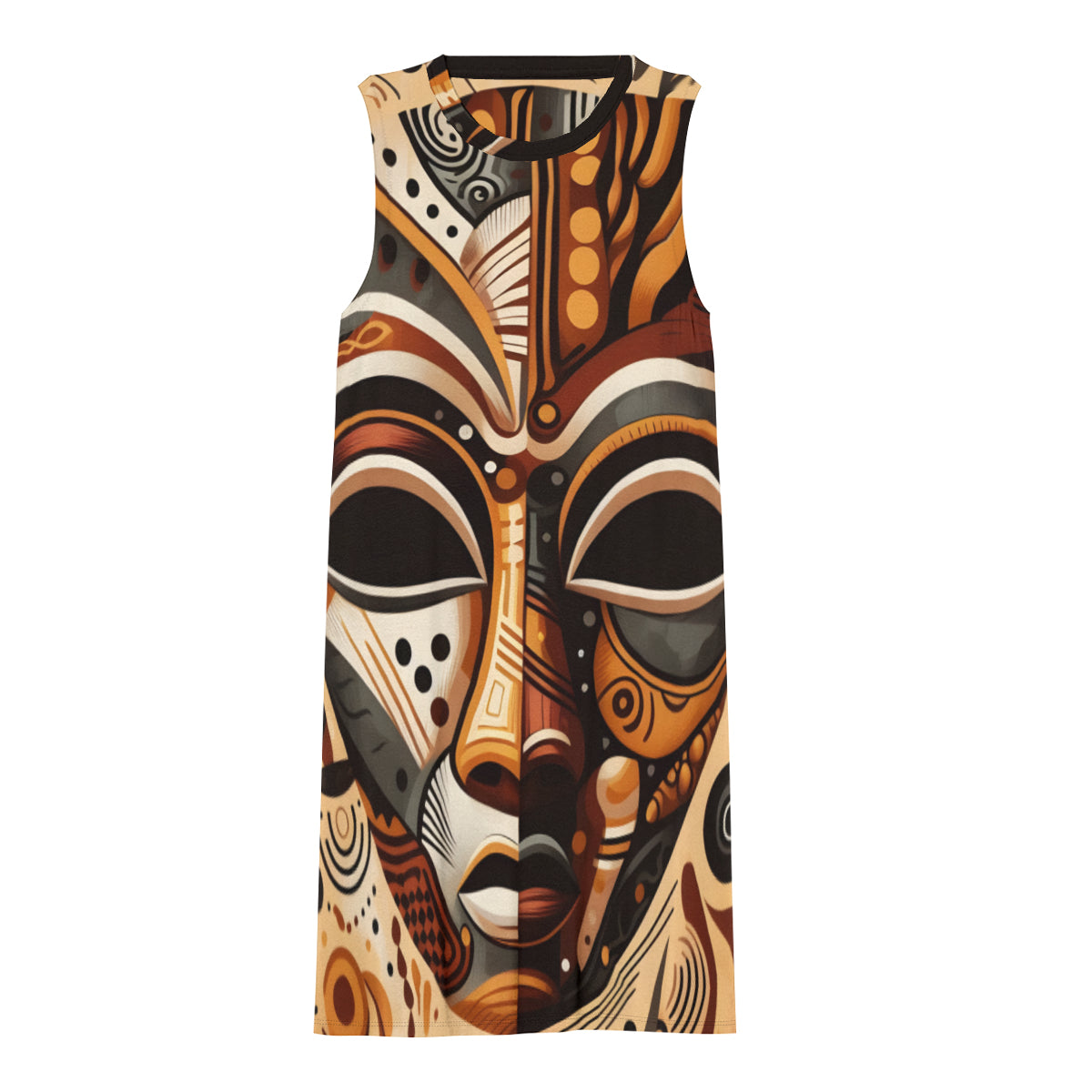 African Mask Women's Casual Dress | Polyester