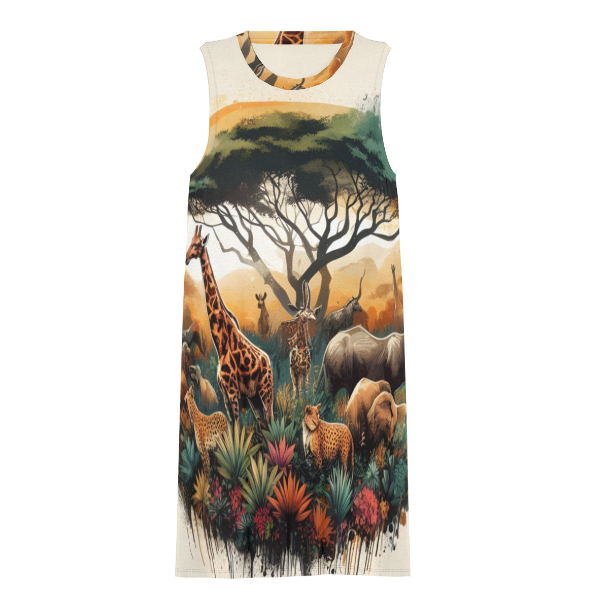 Animal Sunset Women's Casual Dress | Polyester