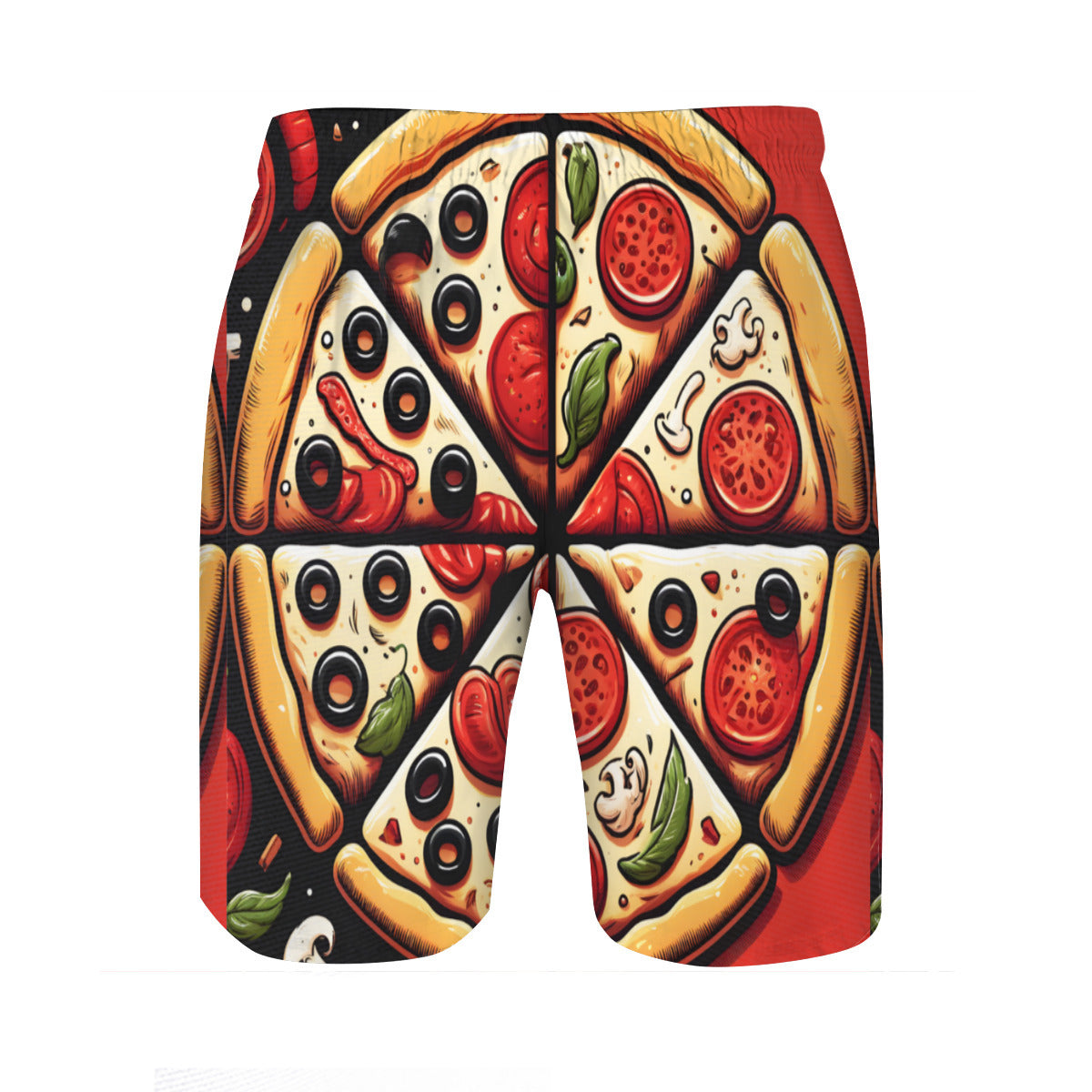 Pizza Men's Beach Shorts (Not Mesh Lined) | Polyester