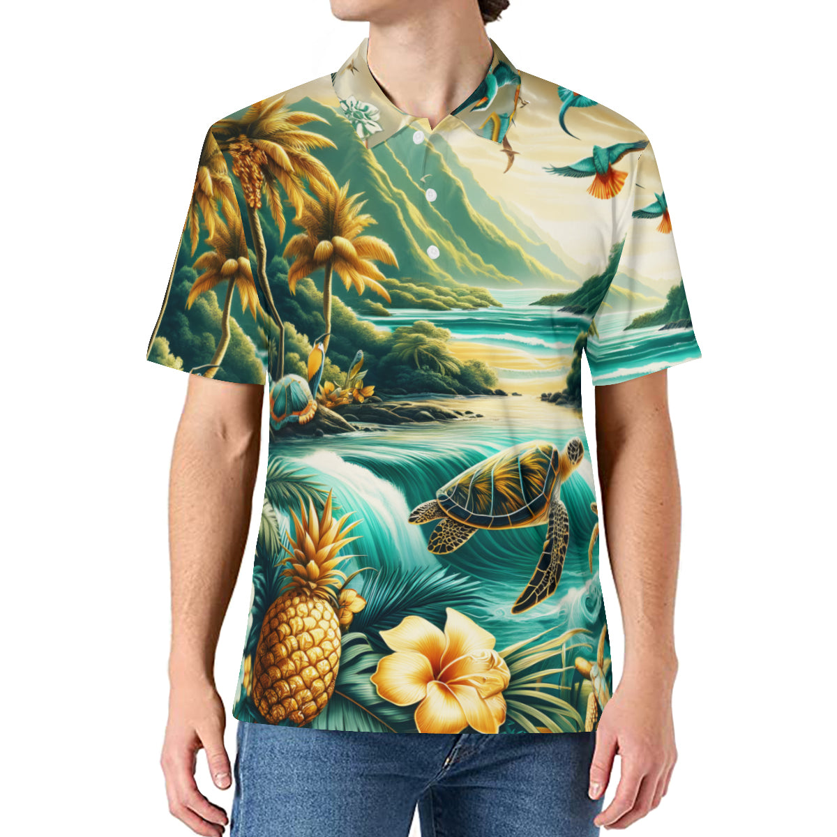 Seaworld Men's Premium European Size POLO Shirt | 95% Polyester+5% Spandex