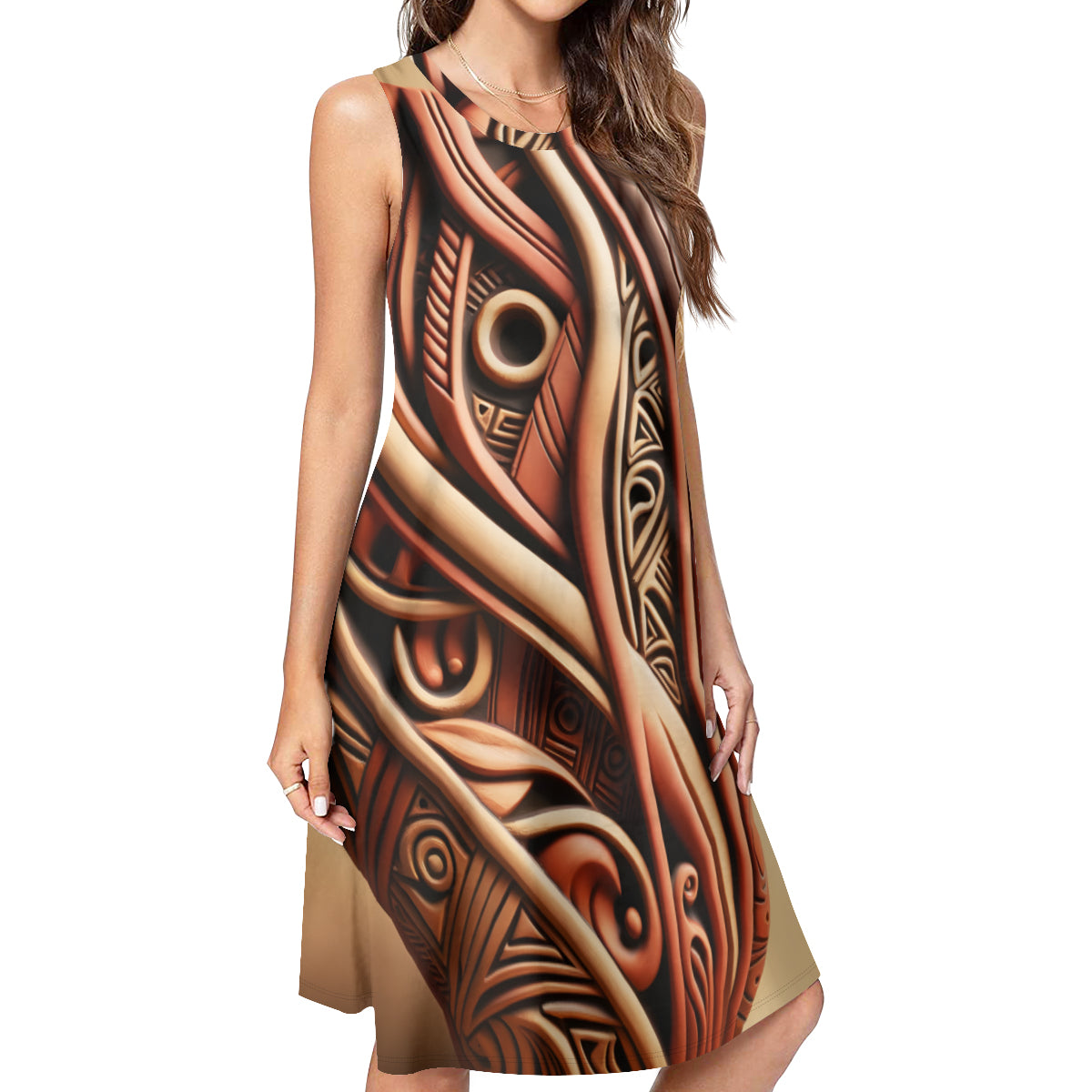 Abstract Terracota Scuplture Women's Casual Dress | Polyester