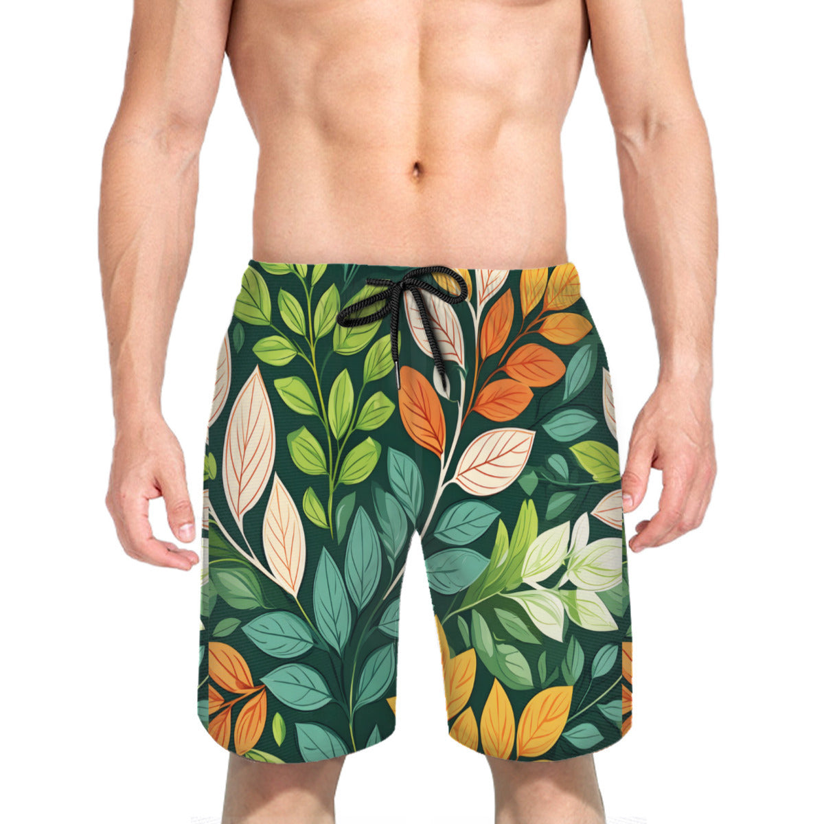 Plant Leaves Men's Beach Shorts (Not Mesh Lined) | Polyester