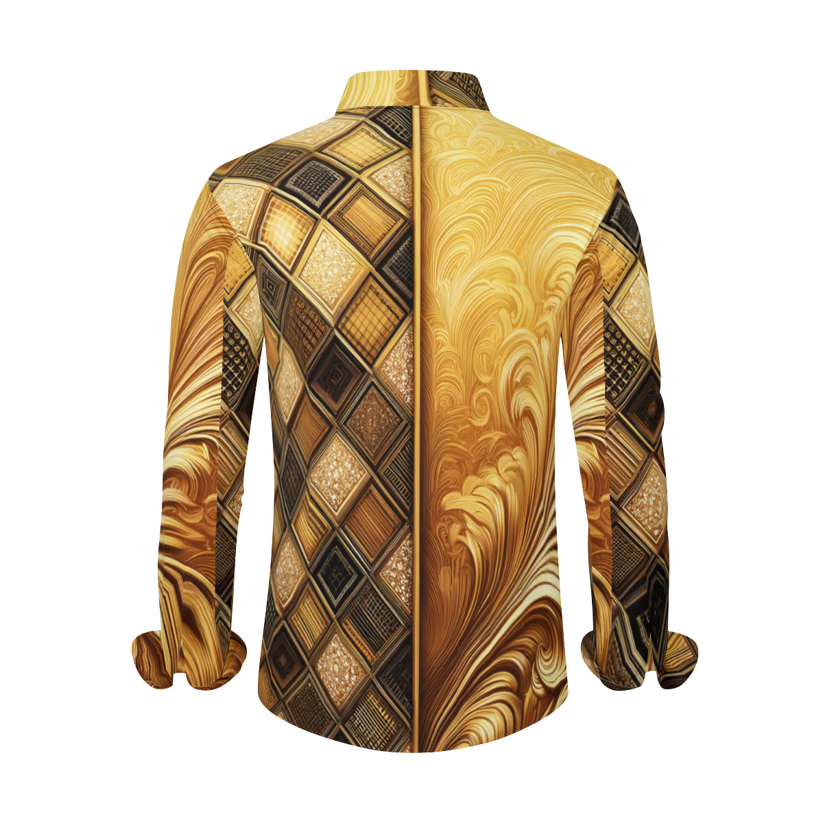 Golden Pattern Long Sleeves Men's Shirt