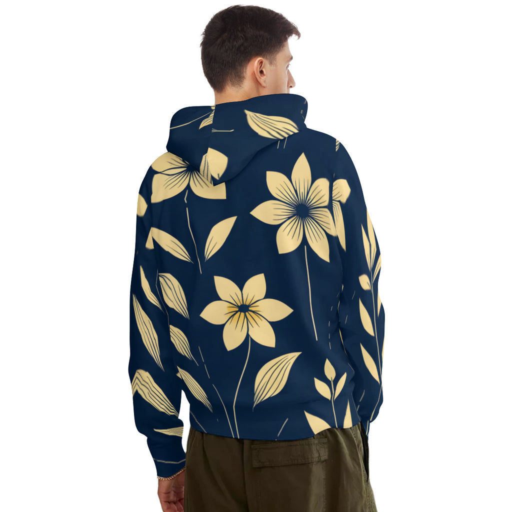 Floral Men's Adult Hoodie Set (Double-Layer Hood) | Health Fabric