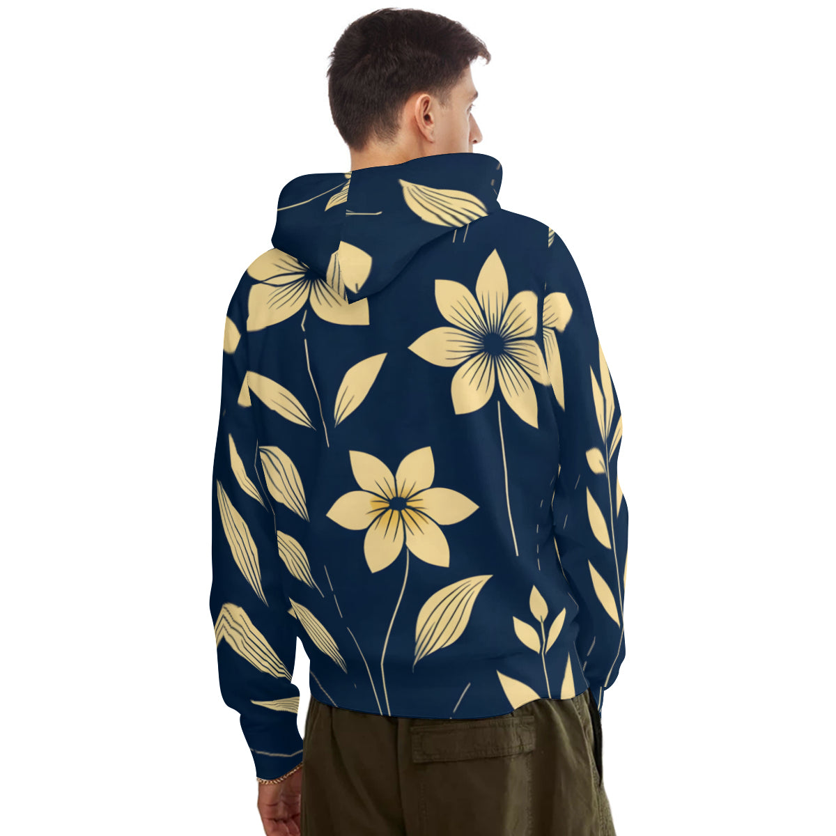 Floral Men's Adult Hoodie Set (Double-Layer Hood) | Health Fabric