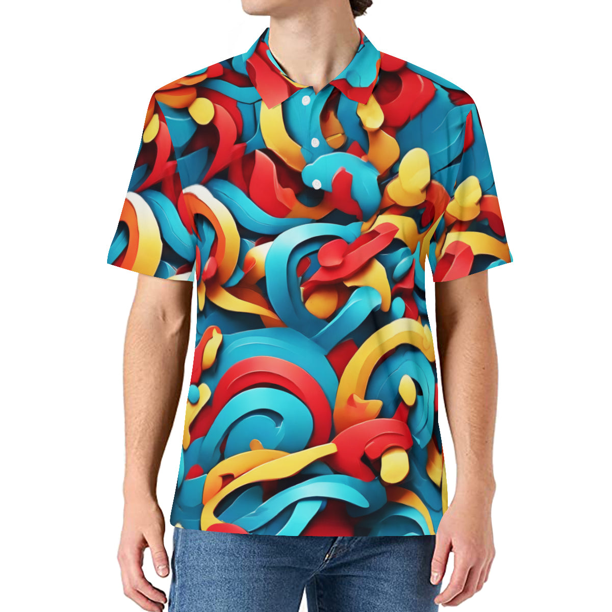 Abstract Men's Premium European Size POLO Shirt | 95% Polyester+5% Spandex