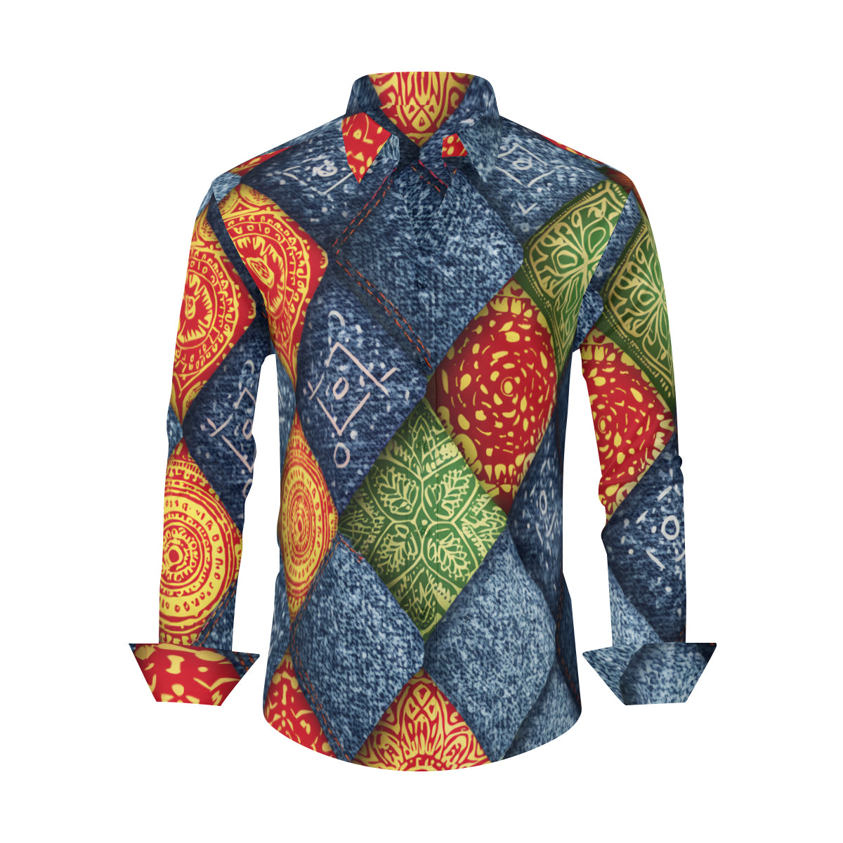 Abstract Denim Classic Long Sleeves Men's Shirt