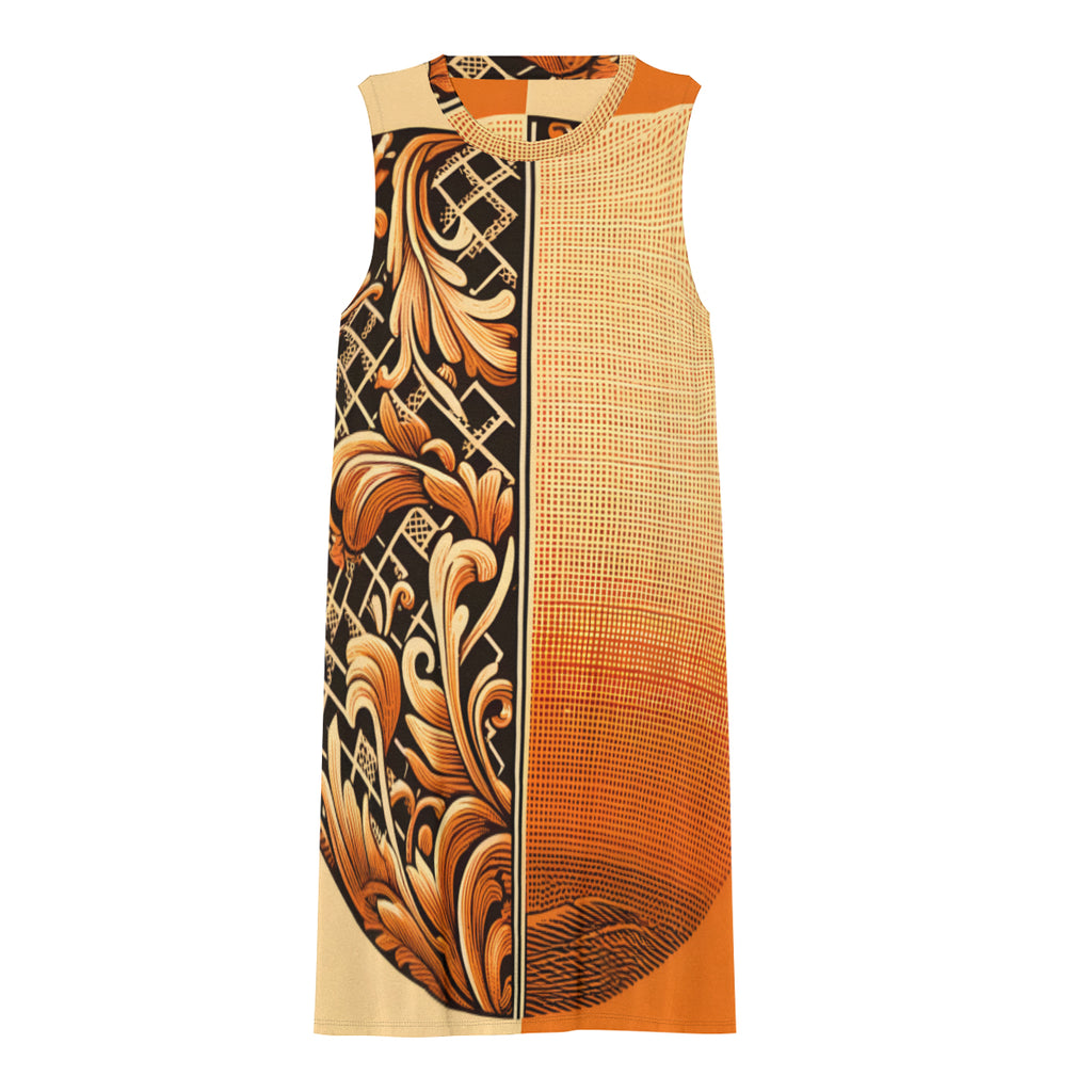 Orange Check Women's Casual Dress | Polyester