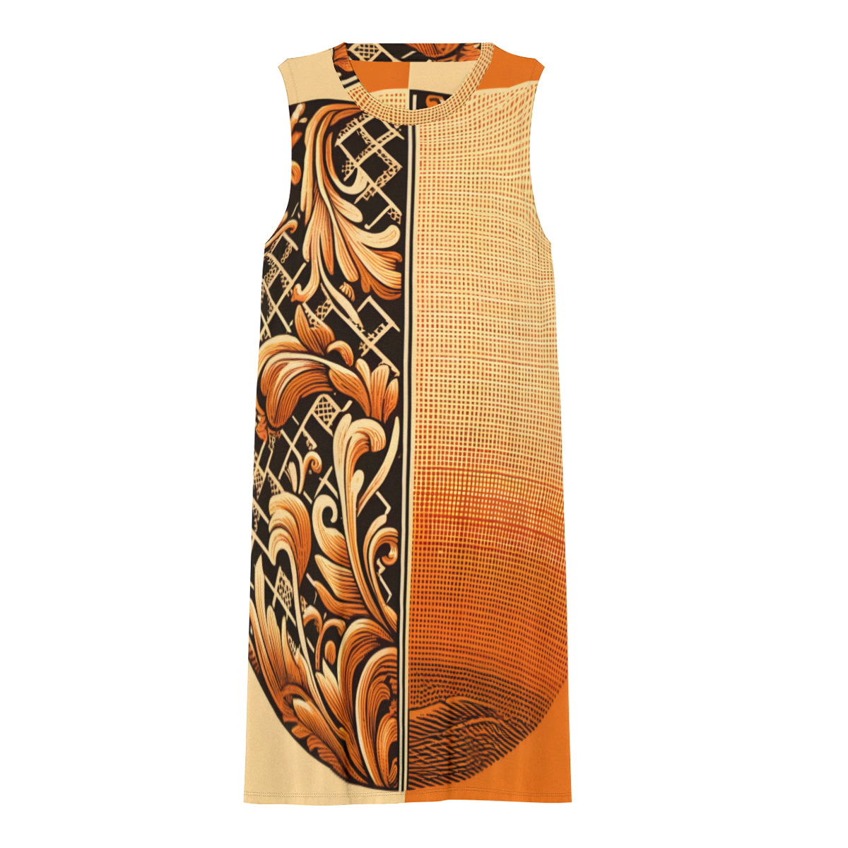Orange Check Women's Casual Dress | Polyester