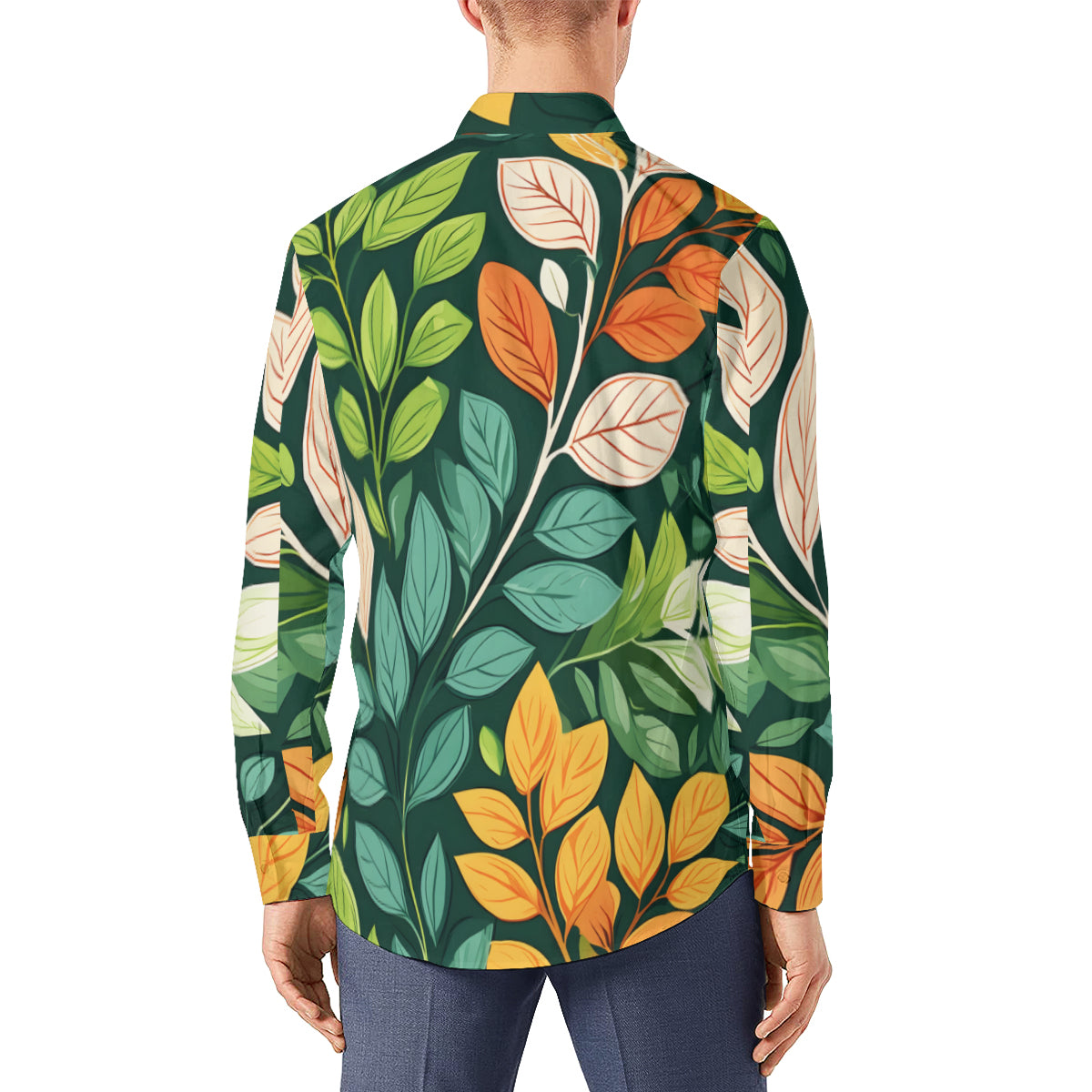 Floral Men's Classic Long-Sleeved Shirt | Polyester