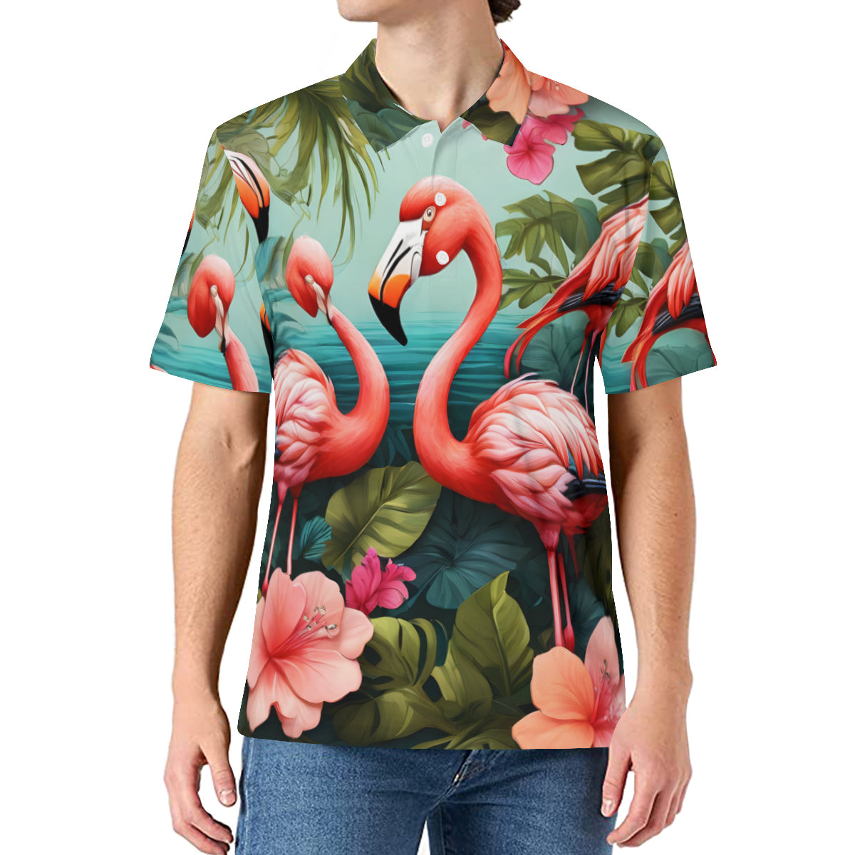 Flamingo Men's Premium European Size POLO Shirt | 95% Polyester+5% Spandex