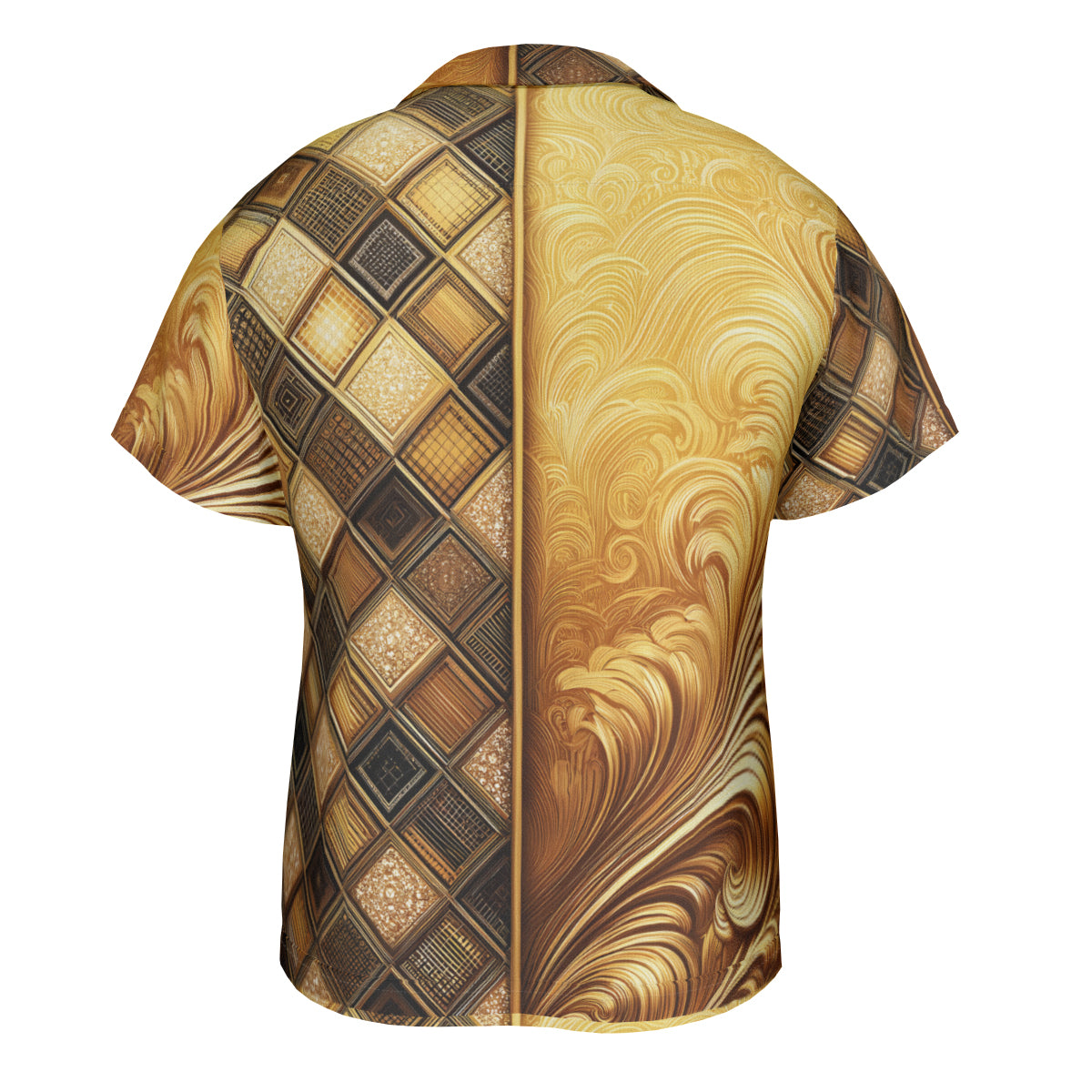 Golden Pattern Short Sleeves Men's Shirt