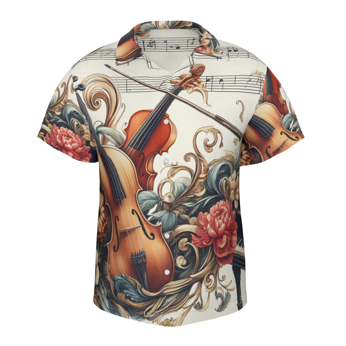 Musical Floral Short Sleeves Men's Shirt