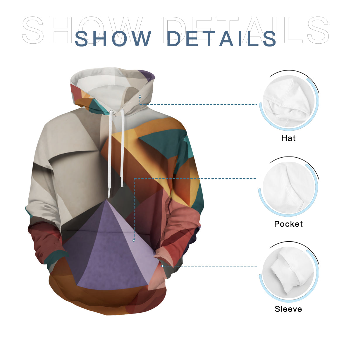 3D Geometric Men's Adult Hoodie Set (Double-Layer Hood) | Health Fabric