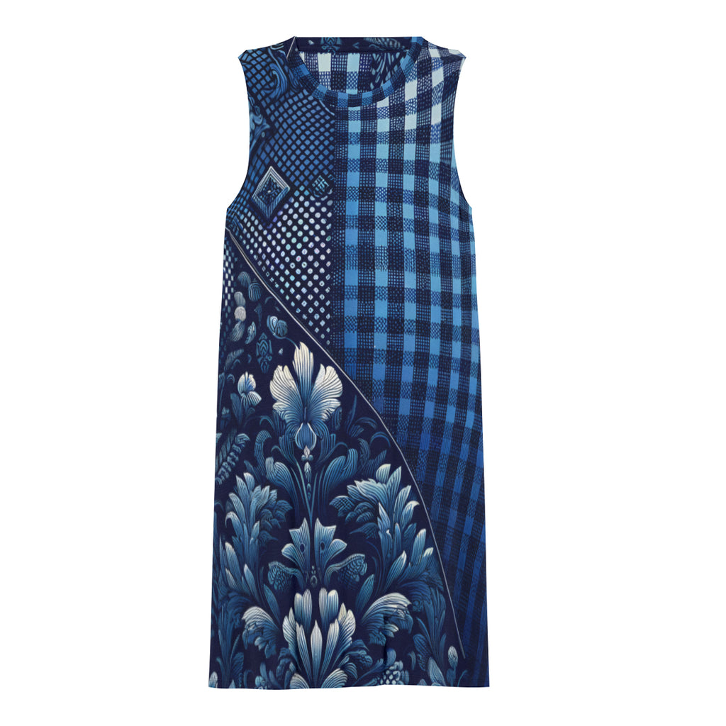 Blue Check Women's Casual Dress | Polyester