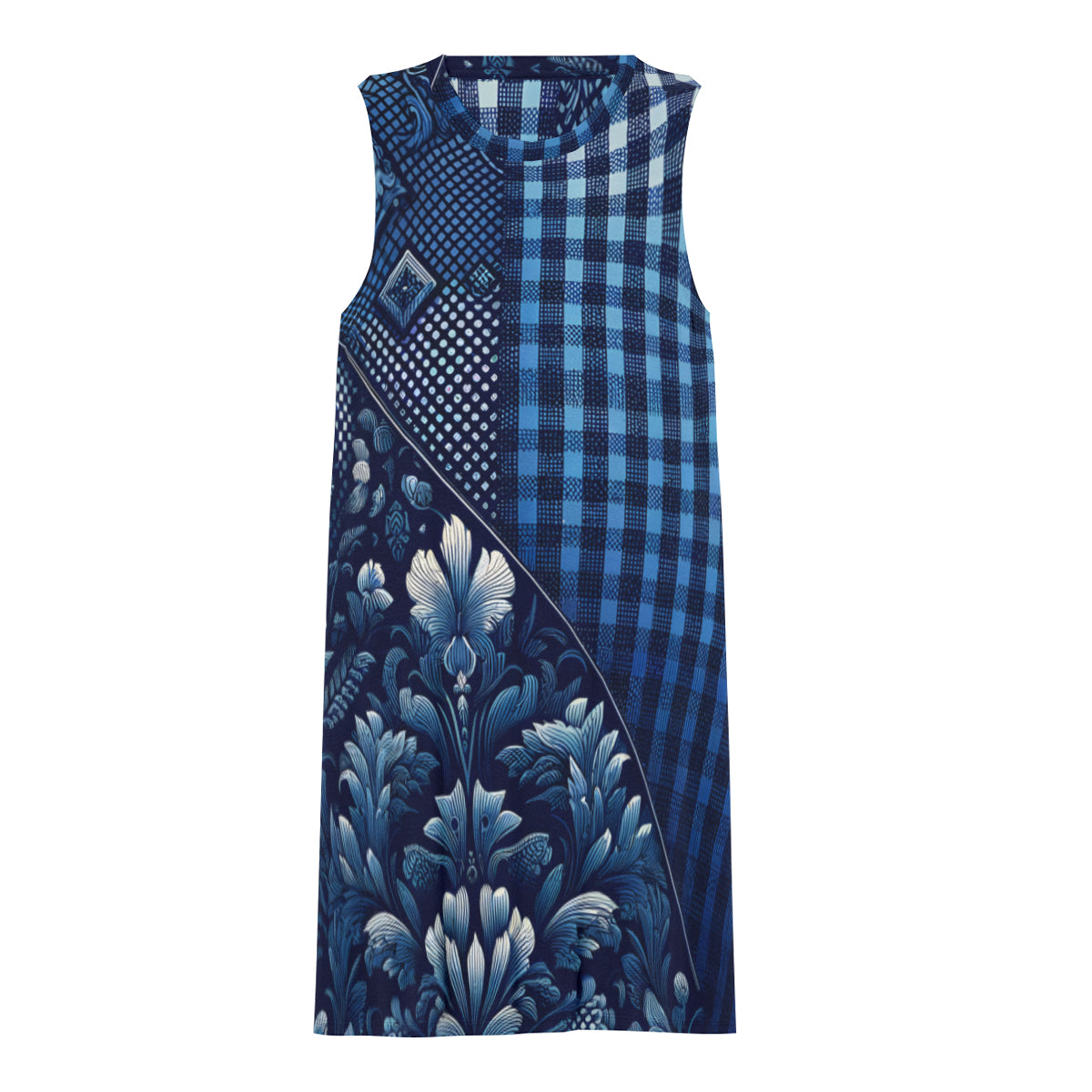 Blue Check Women's Casual Dress | Polyester