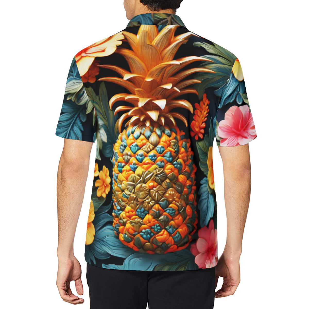 Pineapple Men's Premium European Size POLO Shirt | 95% Polyester+5% Spandex