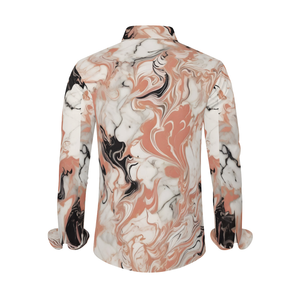 Pink Black Marble Men's Classic Long-Sleeved Shirt | Polyester