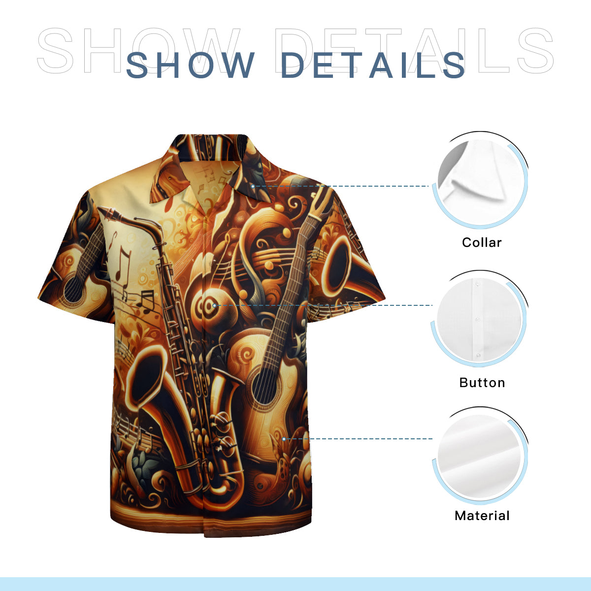 Jazz Saxophone Short Sleeves Men's Shirt