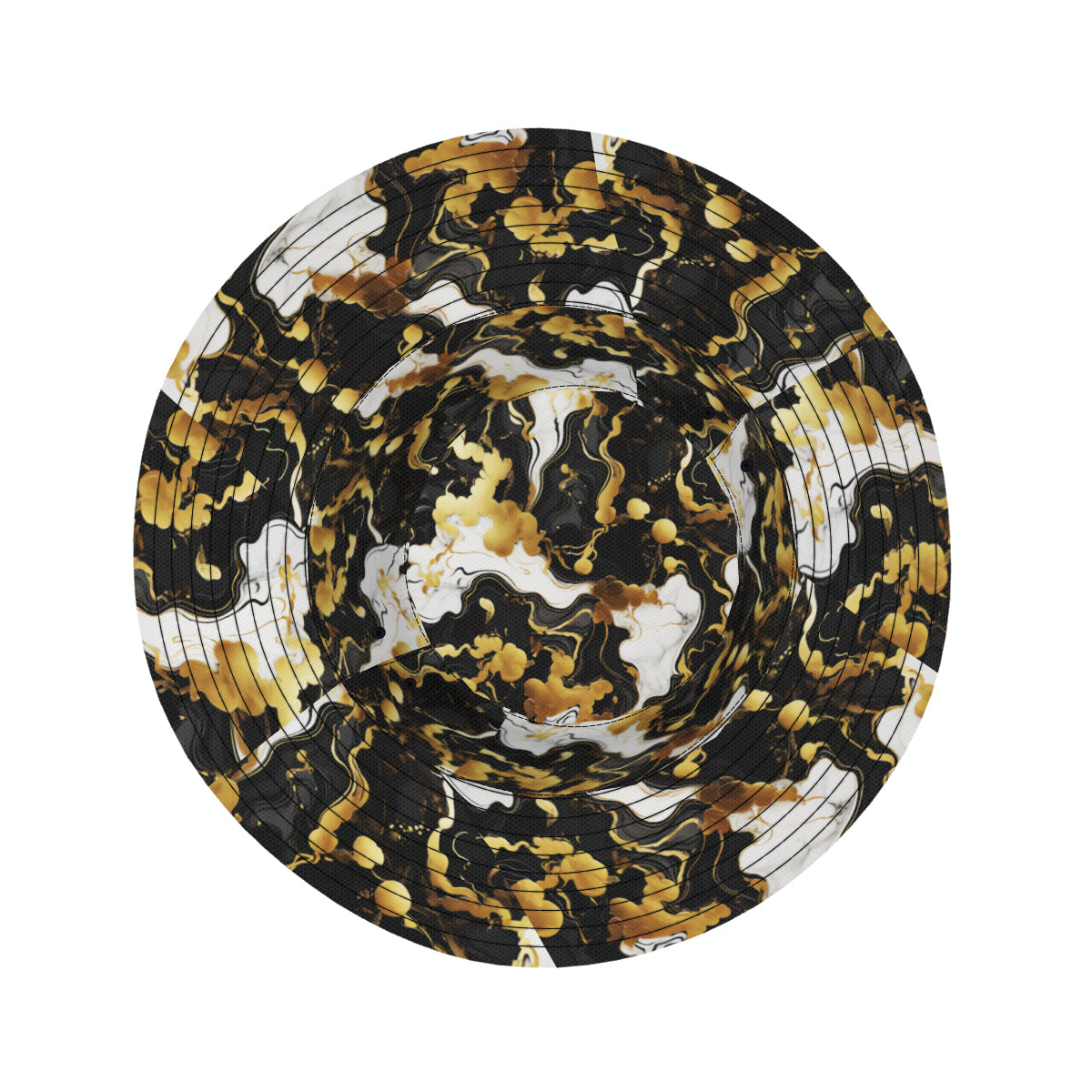 Marble Gold Black Double-Sided Unisex Polyester Bucket Hat