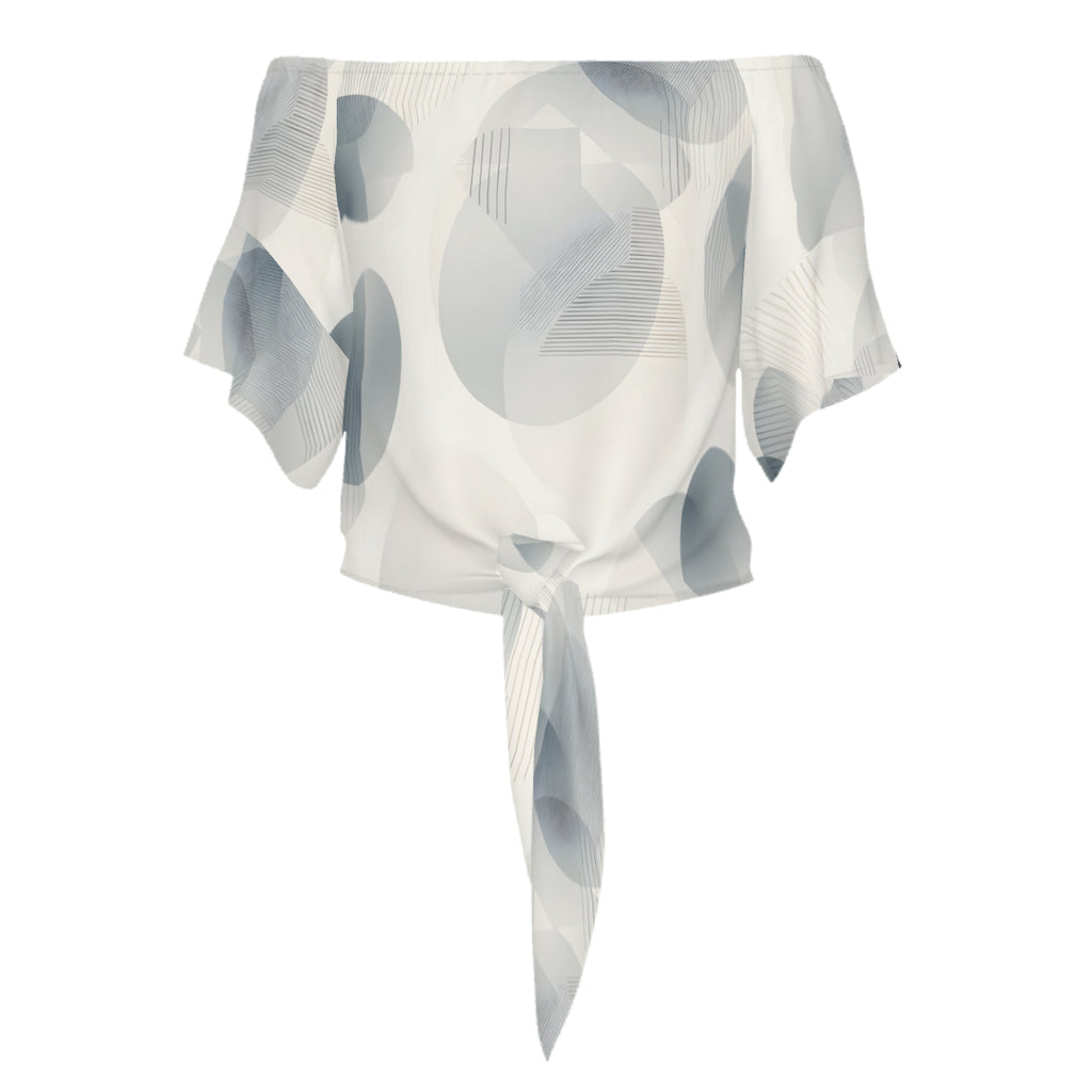 Minimalistic Abstract One-Shoulder Tie Short Sleeves