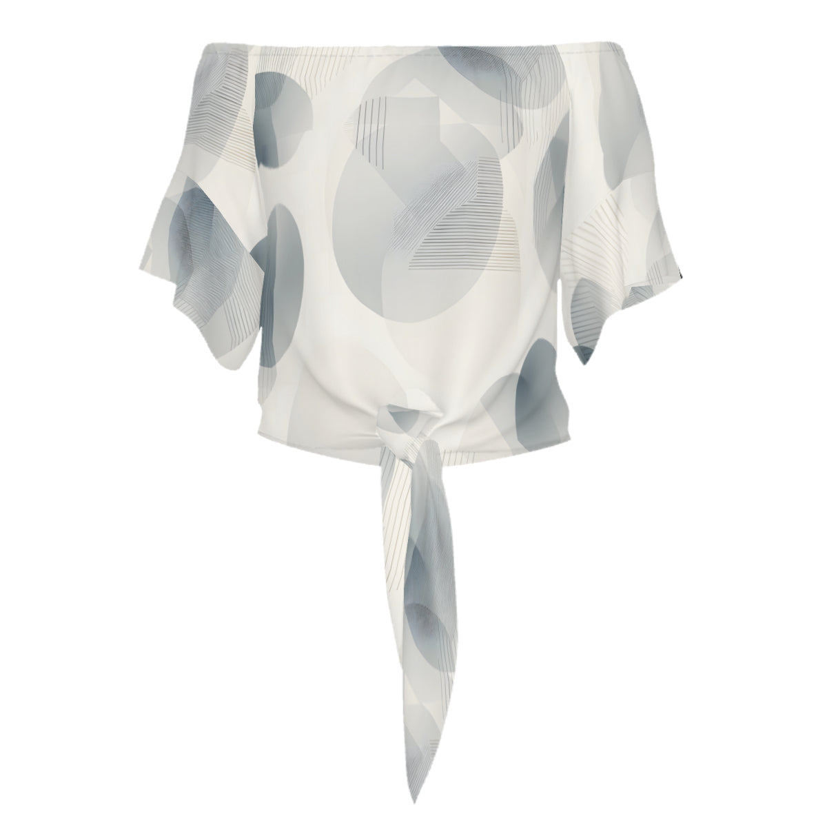Minimalistic Abstract One-Shoulder Tie Short Sleeves