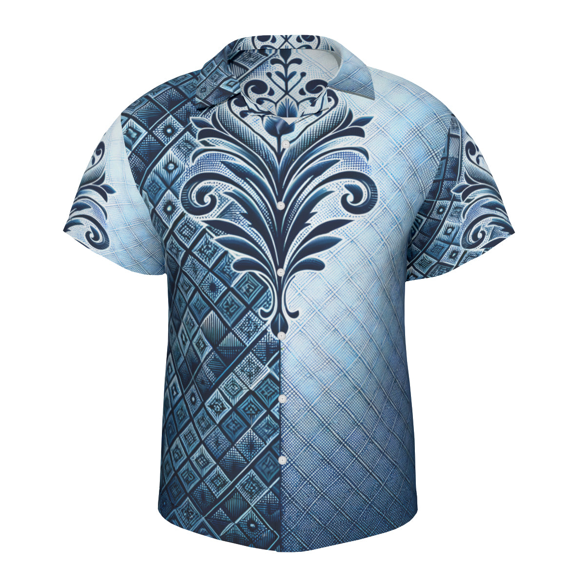 Blue Design Short Sleeves Men's Shirt