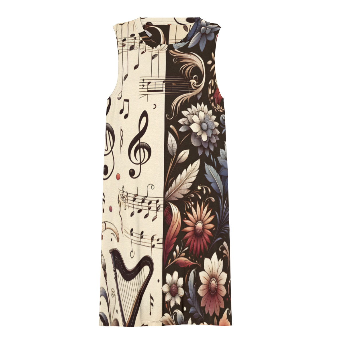 Music Floral Print Women's Casual Dress | Polyester