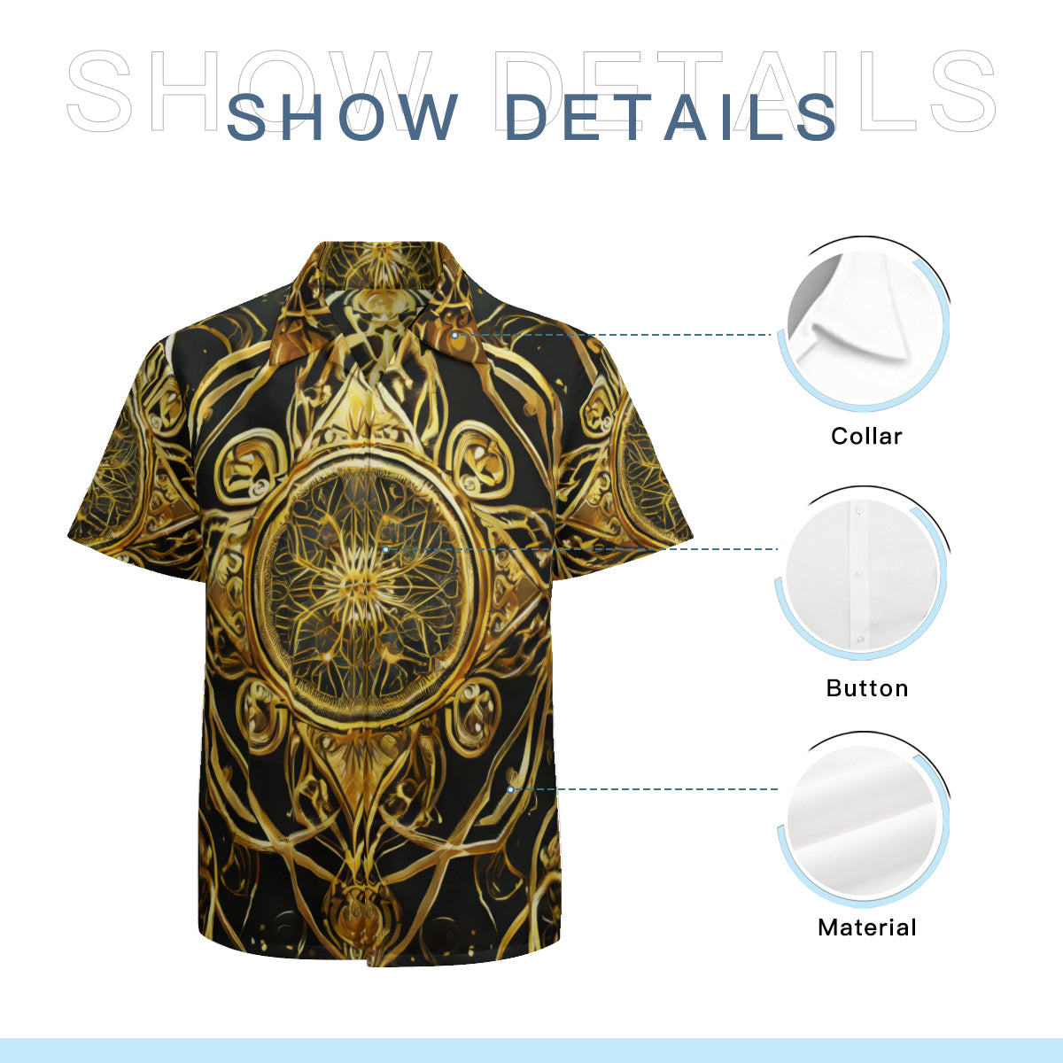 Elegant Black And Gold Short Sleeves Men's Shirt