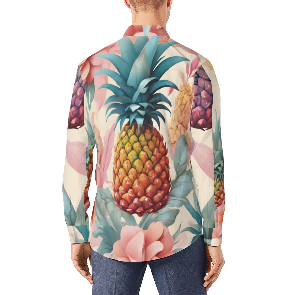 Pineapple Men's Classic Long-Sleeved Shirt | Polyester