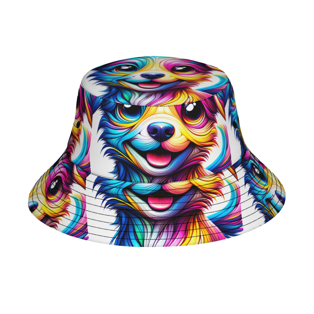 Vibrant Dog Double-Sided Unisex Polyester Bucket Hat